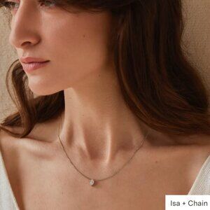 IDYL solid 14 white gold with 0.5 carat lab grown diamond necklace